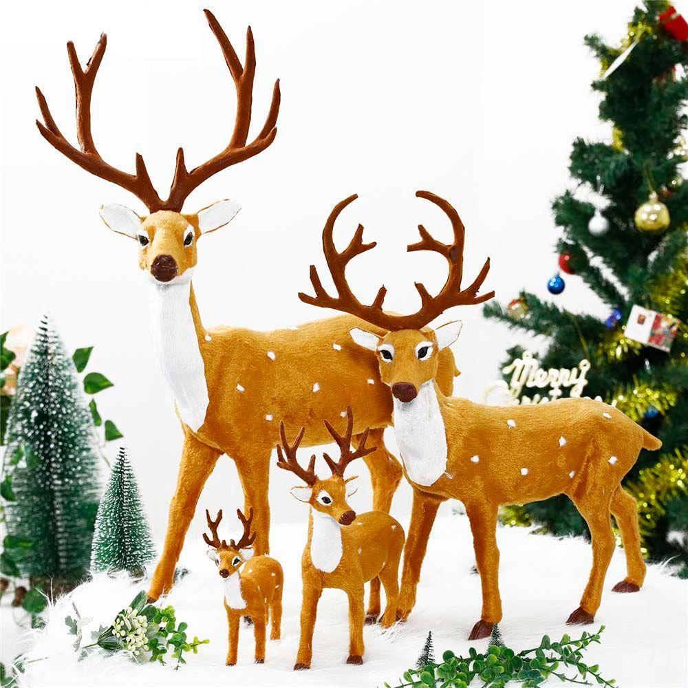 Cartoon Craft Desktop Model Elk  Xmas Miniature Figurine Christmas Decoration Simulation Deer Reindeer Ornament