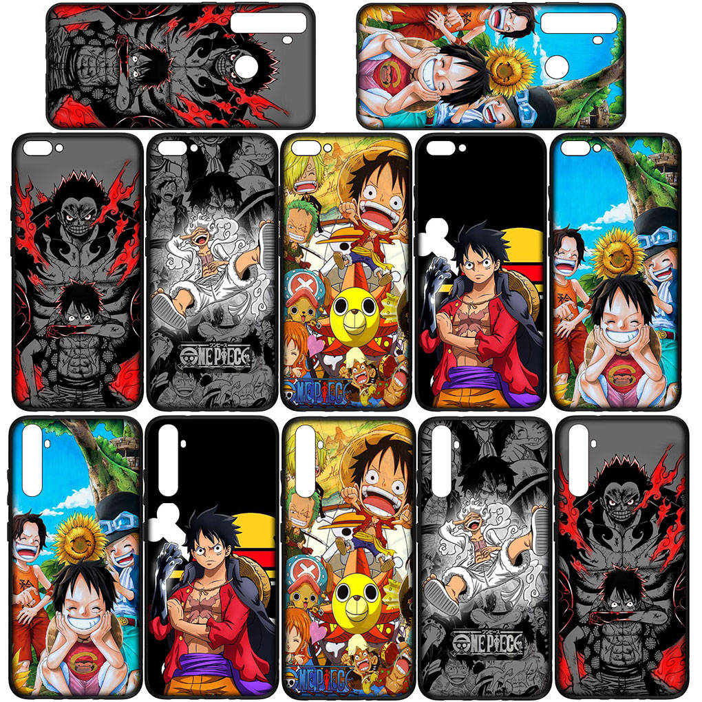 Чехол для телефона Samsung Galaxy S24 S23 iPhone 15 14 Xiaomi Redmi Note 13 12 11 8 10 9 Pro Max X XR OPPO A15 Huawei Anime Luffy Gear 5 One Piece Cover