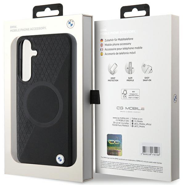 Bmw Bmhms24S23Rtpk S24 S921 Czarny/Black Hardcase Signature Leather Half Textured & Circle Magsafe