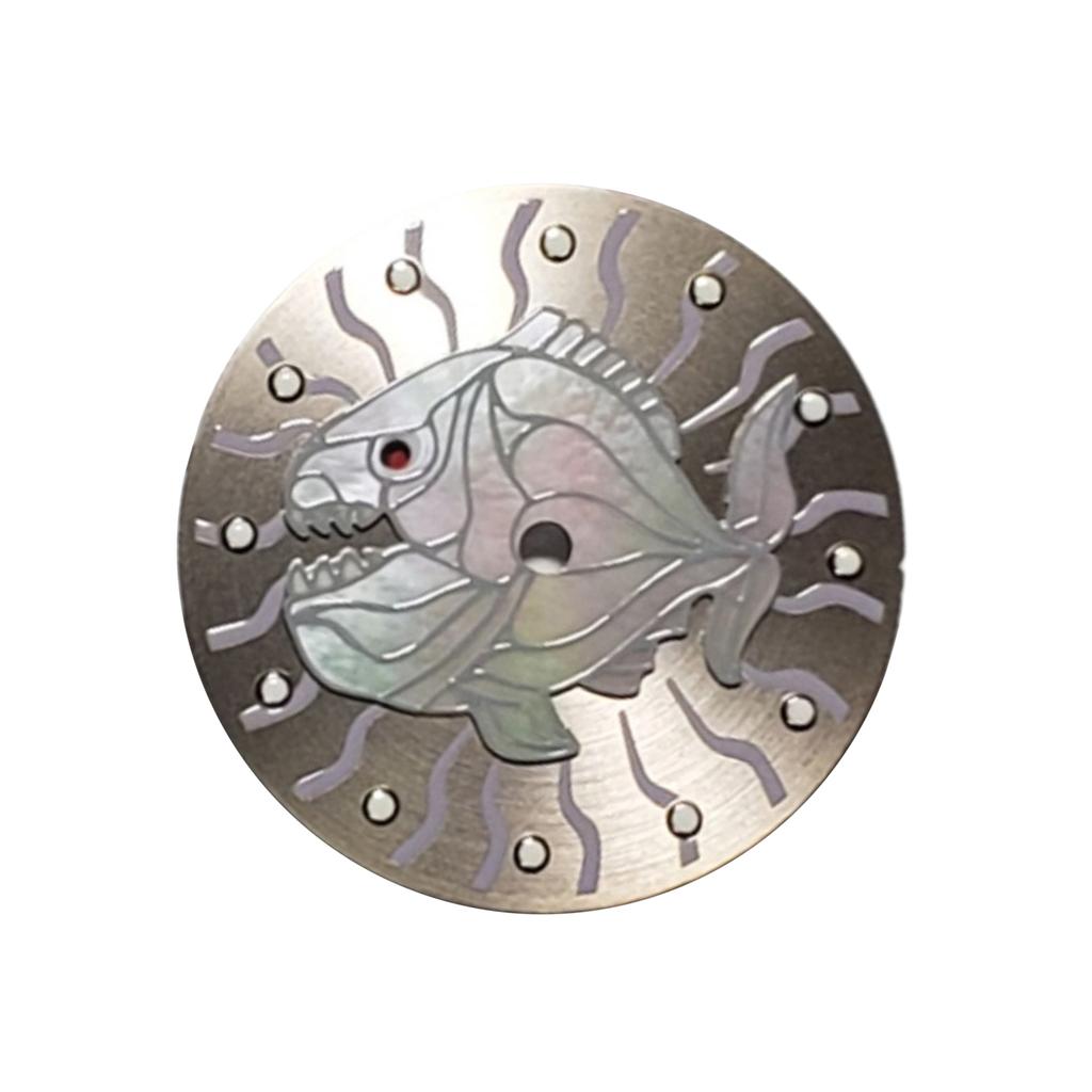 28.5mm 6-Pin Green Luminous Watch Dial for ETA2836 2824 NH35 NH36 2813 Movement With Cartoon Fish Pattern