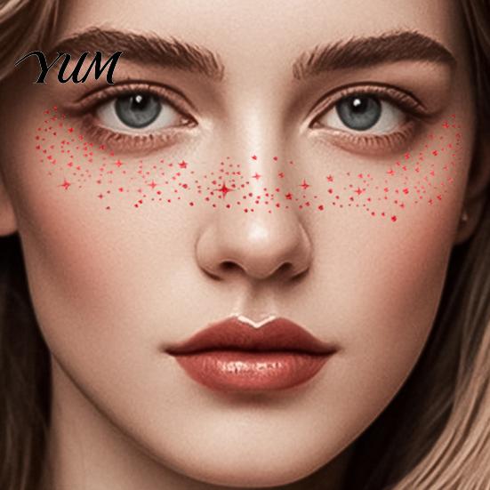 Waterproof Face Decals for Party Glitter Freckle Stickers, Temporary Tattoos with Shimmer, Easy Stage Performance Art Apply Remove, Makeup Body