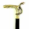 Solid Brass Antique Cobra Head Handle Leather Wooden Walking Stick Vintage Cane