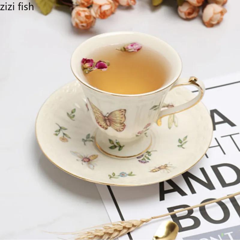Rural Style Ceramics Coffee Cup and Saucer Afternoon Tea Mug Flower Tea Cup Water Cups Coffee Mug Breakfast Cup Milk Mugs