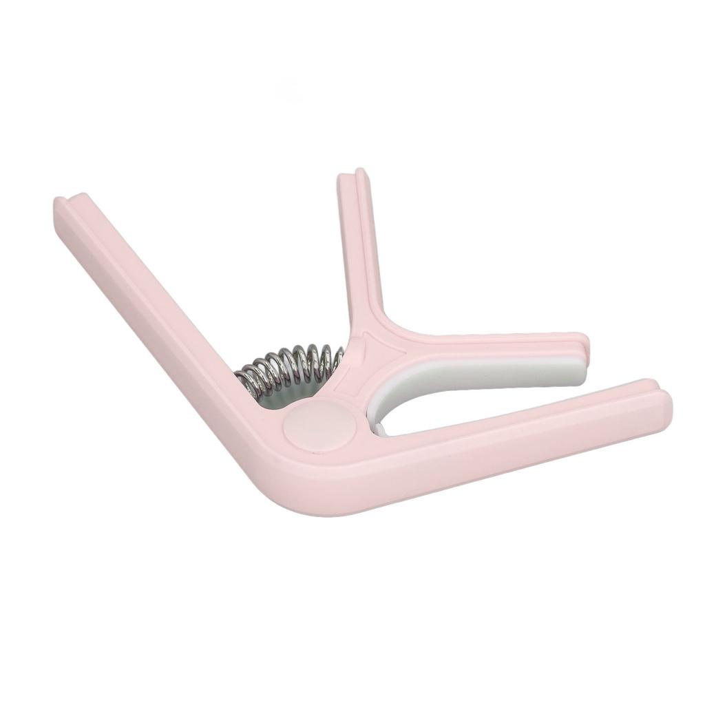 Guitar Capo Sturdy ABS Spring Even Pressure Easy Operation Capo for Acoustic Guitar Ukulele Bass Banjo Mandolin Pink