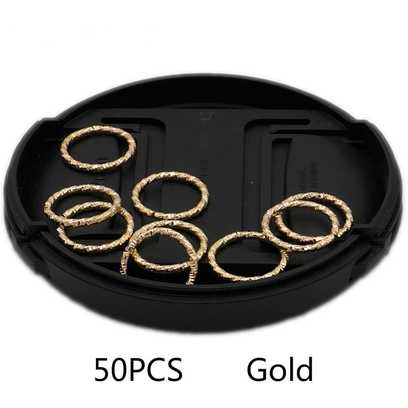 50 шт. золотые/серебряные косы для волос, дреды, бусины, манжеты, кольца, аксессуары для трубок, обруч, круг, кольца для волос с внутренним отверстием, около 10-12 мм