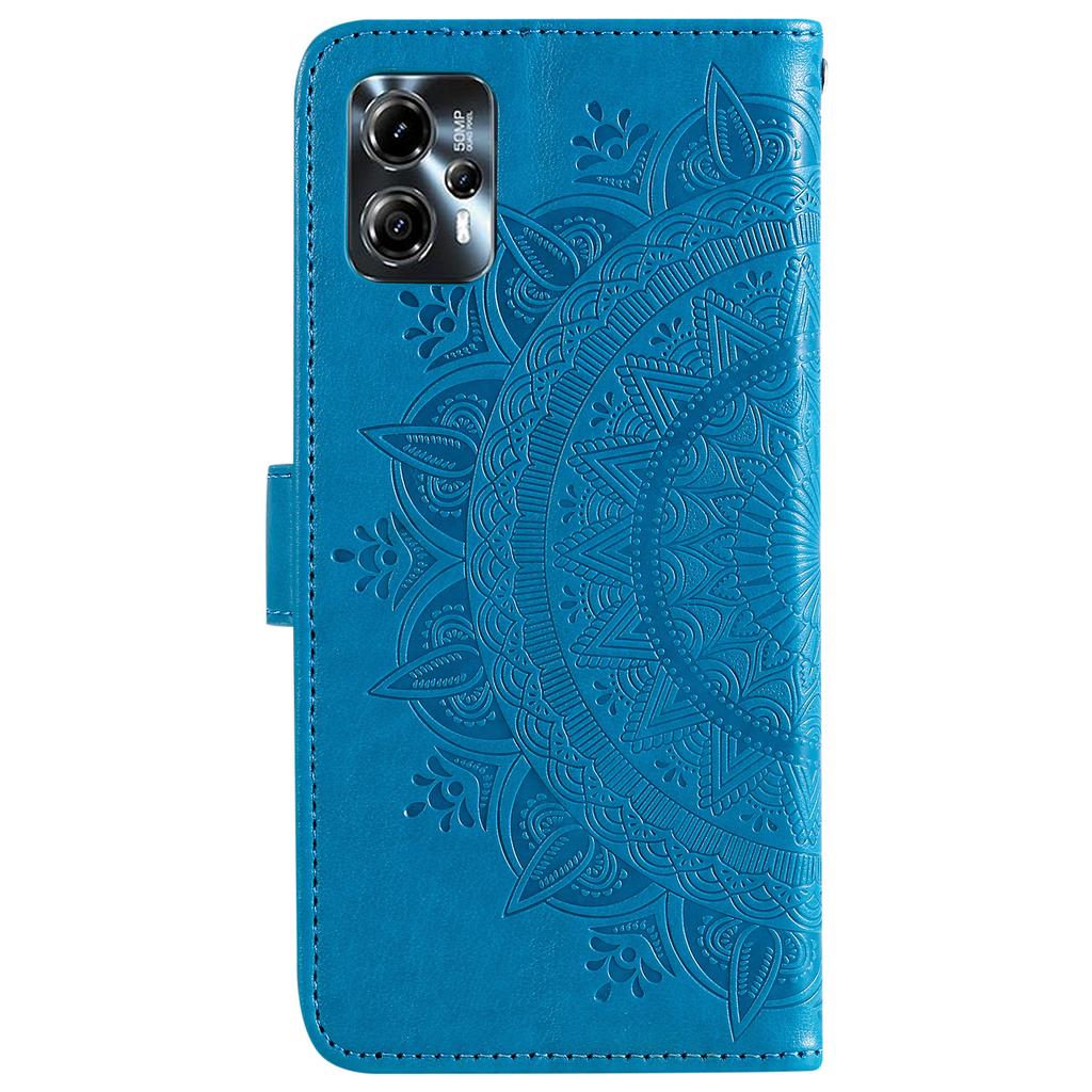 Leather Phone Case for Motorola Moto G13 4G/G23 4G,Imprinted Mandala Flower Pattern Wallet Stand Phone Cover with Strap