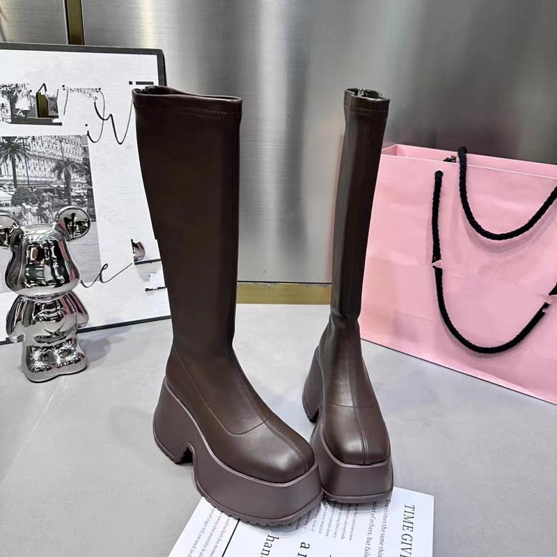 Осенне-зимняя обувь. Женские ботинки на высоком каблуке на толстой подошве и толстом каблуке. Женская молния сзади.