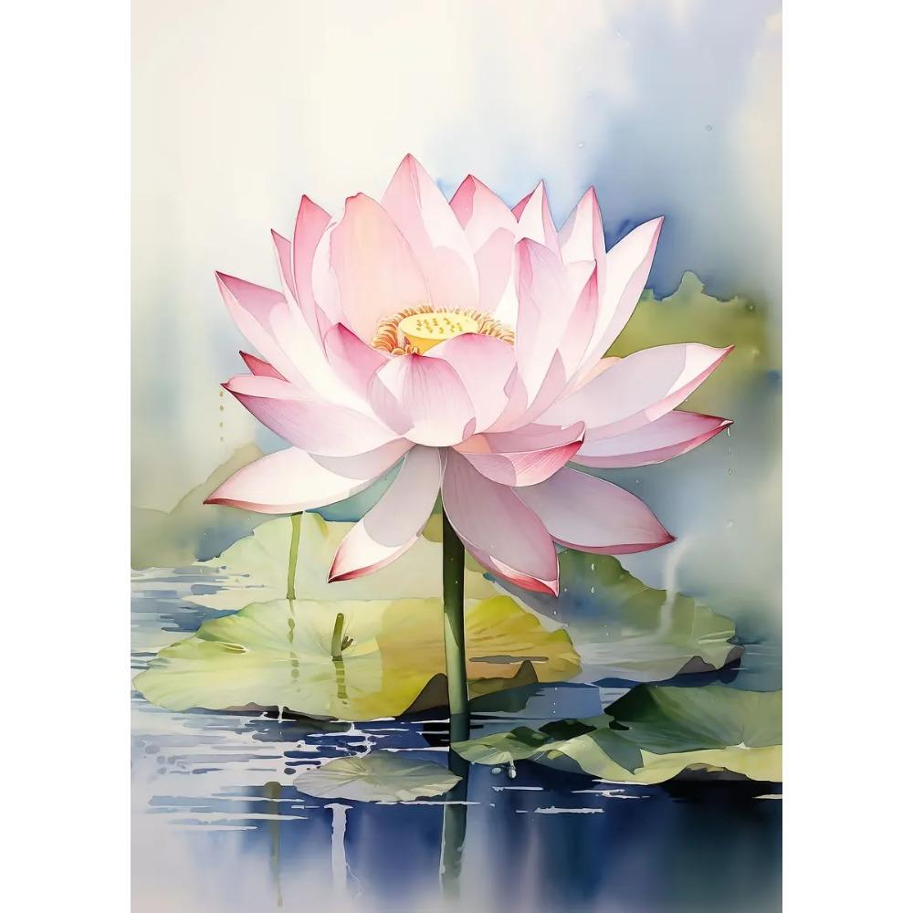 Постеры «Безмятежность: Пруд с лотосами» Красивый цветок лотоса Магические Современные принты листьев Холст Настенное искусство Картины Декор для дома Гостиная