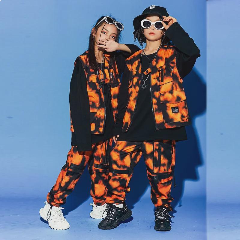 Wang Jiaer Inspired Kids' Street Dance Outfit: Boys' Hip-Hop Trendy Wear, Girls' Camouflage Performance Attire