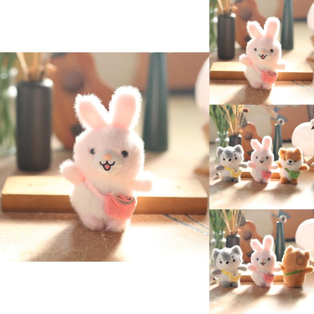 Soft Crystal Plush Dog Keychain Cute Bunny Plush Toy With Pp Cotton Filling