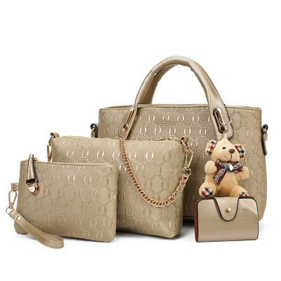 2024 Summer Women's Crocodile Pattern Handbag Set - Four-Piece with Bear Shoulder and Messenger Bags