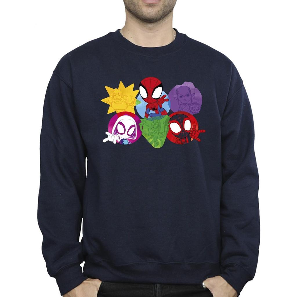 Marvel Mens Spidey And His Amazing Friends Faces Sweatshirt