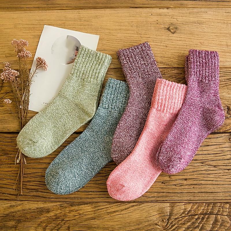 5 Pairs of Women'S Winter Thick Warm Socks, Breathable And Cold-Resistant, Comfortable Mid-Calf Socks for Autumn And Winter.