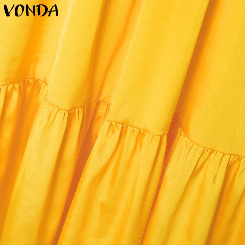 VONDA Летнее женское безрукавное бретелька однотонное атласное повседневное пляжное свободное макси-плиссированное платье