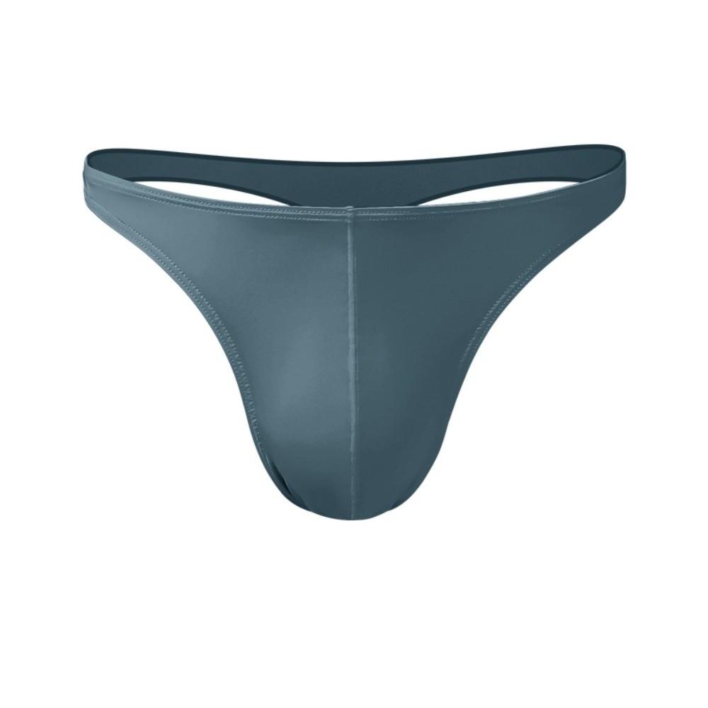 Comfortable Low Waist Men Ice Silk Thongs Underpants Solid Color Men's Panties Underwear T-back Male Briefs Men