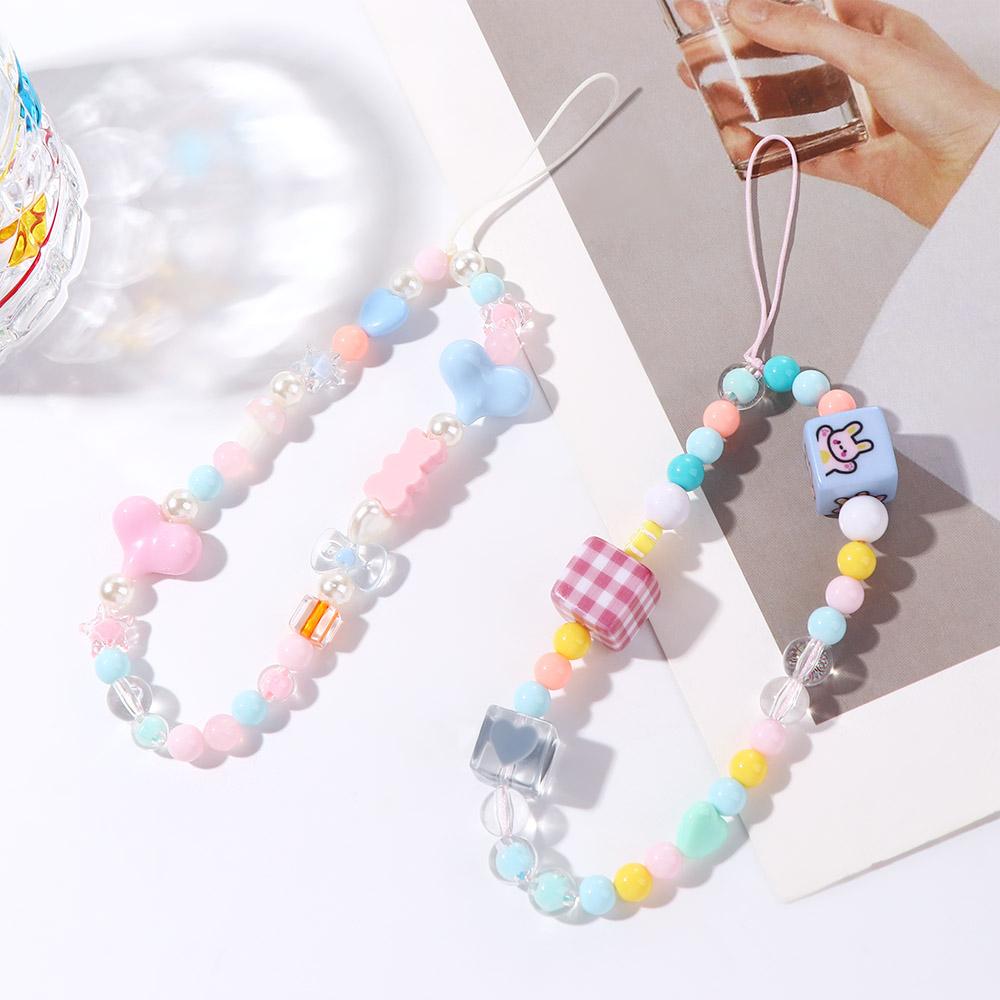 Flower Heart Telephone Jewelry Phone Case Lanyard Cellphone Strap Mobile Phone Chain Phone Lanyard