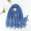 Korean Autumn and Winter Long Thickened Cotton Solid Color Lace Scarf Elegant Tassel Cotton Linen Decorative Scarf