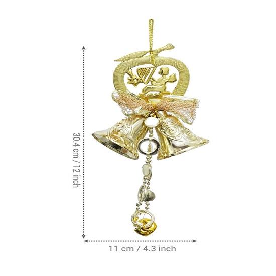 Pack of 2 Christmas Tree Decoration Items Bells for Main Door Wall Tree Hanging Bells Props Decorative Ornaments Xmas Decor for Home Office