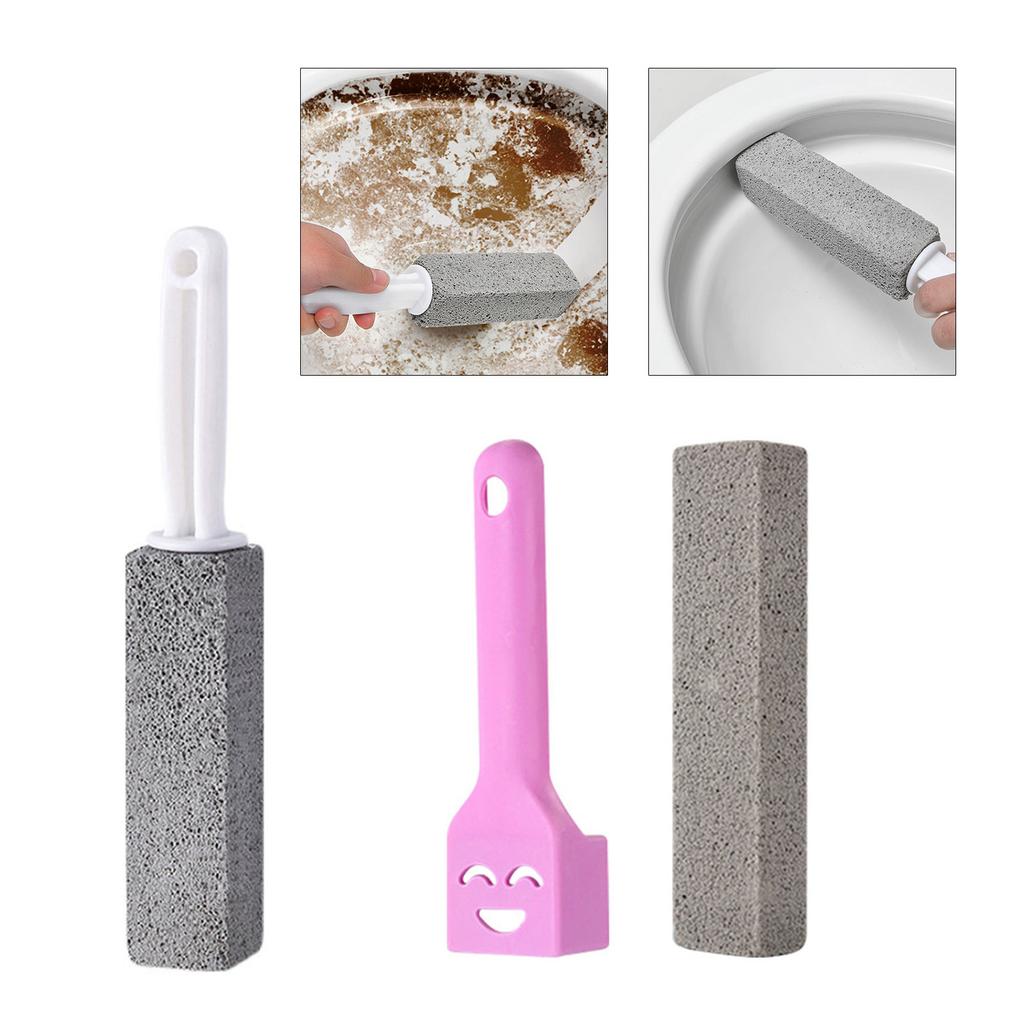 2Pcs Pumice Stone Toilet Cleaner with Handle Household Removes Rust Limescale Hard Water Stains for Toilets Washbasins