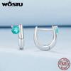 WOSTU Оригинальные ушные крючки из стерлингового серебра 925 пробы с зеленой звездой, пряжки для ушей с нано-камнем, ювелирные украшения для женщин, роскошный подарок для вечеринки