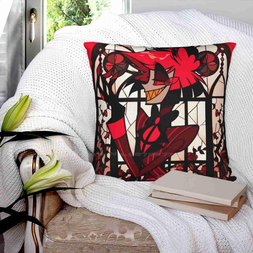 Stained Glass Alastor Home Sofa Car Waist Throw Pillowcase Radio Demon Alastor Stained Glass Angel Dust