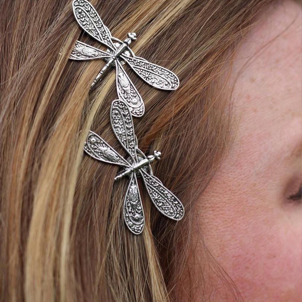 New Elegant Vintage Dragonfly Hairpins Bridal Headdress Zircon Accessories Gift Crystal Fashion V4S8