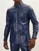 Blue Party Men Leather Lambskin Casual Classic Handmade Formal Stylish Shirt