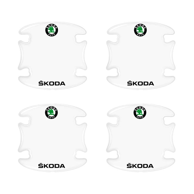 HQKI8 Car Door Bowl Handle Scratch Protective Stickers Car Anti-collision Protection Strip For Skoda Octavia Superb Rapid Kodiaq Karoq