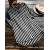 Fashion Women Vertical Stripe V Neck 3/4 Sleeve Button Loose Casual Shirt Blouse