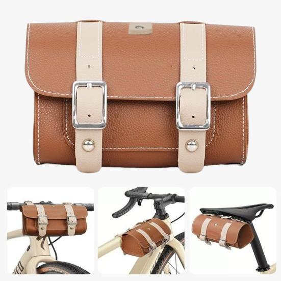Винтажная сумка из искусственной кожи для велосипеда, водонепроницаемая, большой вместимости, универсальная, на верхнюю трубу рамы, переднюю раму, руль, седло, для горного, шоссейного велосипеда