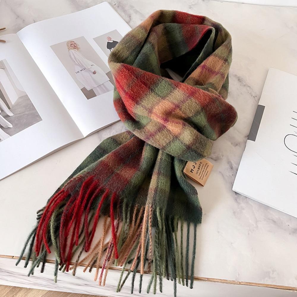 Thick Warm Winter Plaid Scarf Windproof Shawl Wrap Fashion Long Tassel Scarves