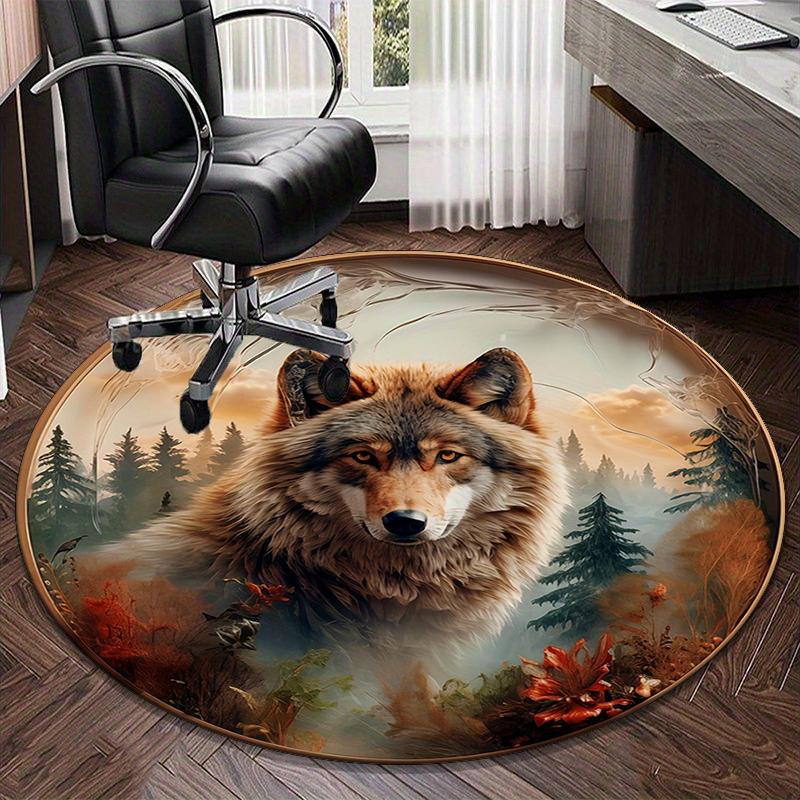 Wolf In The Forest round carpet Chair cushion Round Entryway Rug, Soft Round Rugs for Living Room, Bedroom, Circle Carpet decor gifts