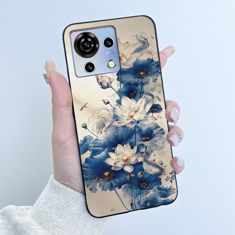 Чехол для ZTE Blade V50 Vita Черный ТПУ Силикон Роскошный Милый Крутой Цветочный Чехлы для Телефона для Blade V 50 Vita V50Vita Бампер Мягкое Покрытие