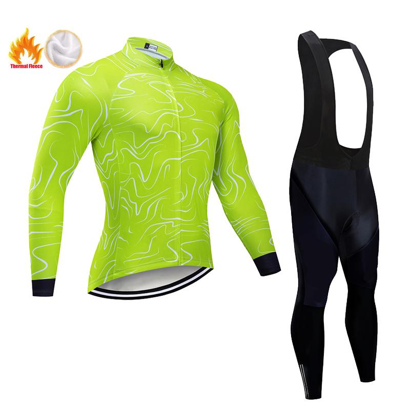 2025 New Fleece Men's Cycling Jersey Winter Cycling Sets Warm Long-sleeved Suit Soad Bike Bicycle Jacket Overalls Riding Suit