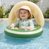 yangyizhi Baby Swim Ring with Canopy, Inflatable Striped Pool Float for Toddler Boys Girls, UV Sun Protection Swimming Safety Seat, Handle