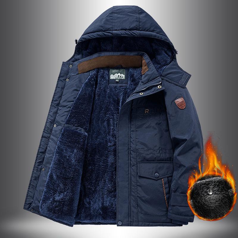 Зимняя мужская бархатная утолщенная стеганая одежда для людей среднего и пожилого возраста, повседневные стеганые куртки, стеганая одежда для пап больших размеров