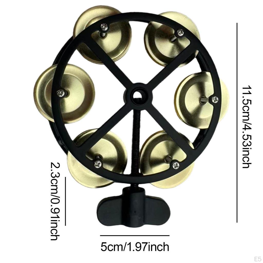 Hi Hat Tambourine Drum Cymbals Diameter 11.5cm Bell with Metal for Concert Ensemble Kids Adults