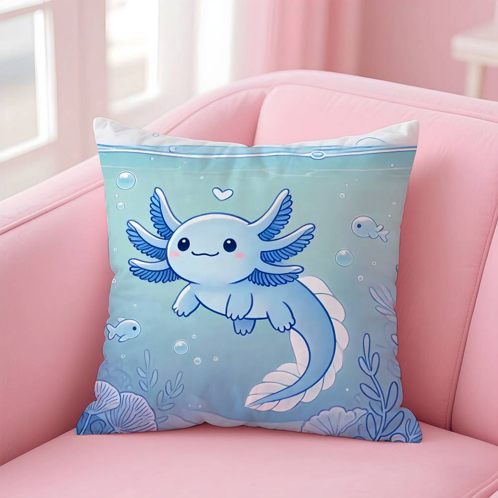 Cute Axolotl Pillow Case pattern printing pillowcase living room sofa cushion cover bedroom room decor