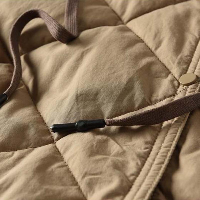 Осеннее винтажное пальто большого размера с капюшоном в виде ромба, женская зимняя новая хлопковая куртка, свободная повседневная куртка средней длины с контрастными цветами и подкладкой из хлопка