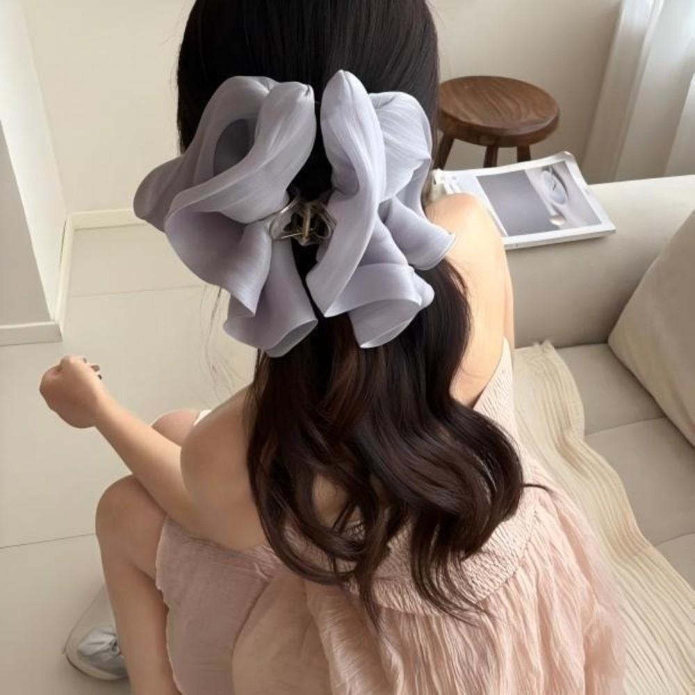 PC Cloud Crab Claw Clip Large Size Shark Clip Elegant Pleated Hair Claw Daily