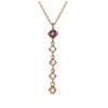 [R5633] - Artisan Silver Necklace 'Meghan' Amethyst Rose Quartz Gold - 30x4 Mm