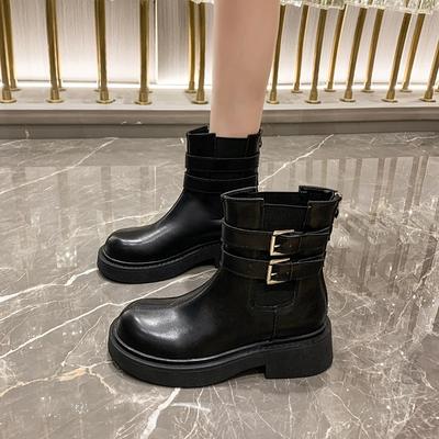 Новые женские туфли на молнии женские сапоги зимние с круглым носком однотонные короткие бочонки на толстом каблуке модные сапоги