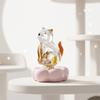Ceramic Crystal Cat Ornament Rotating Base Cat Animal Statue  Car Dashboard Decor
