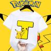 Anime Pokemons Tshirts for Children Pikachu Cartoon Letter Printed Shortsleeved Top Boys Girls Summer Fashion Sports Tshirt