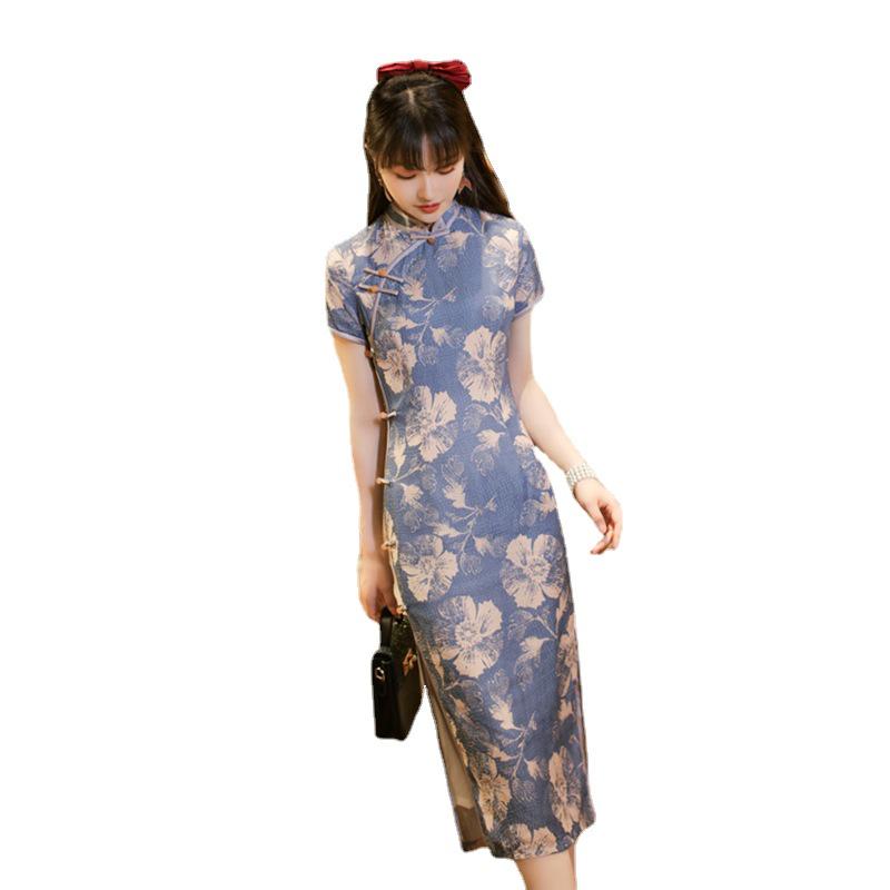 Enhanced Retro Qipao: Elegant Mid-Length Dress for Young Women