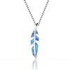 Boho Fashion Blue Leaf Pendant Necklace For Women Girl Children Charm Imitation Blue Opal Necklace Trendy Wedding Party Jewelry