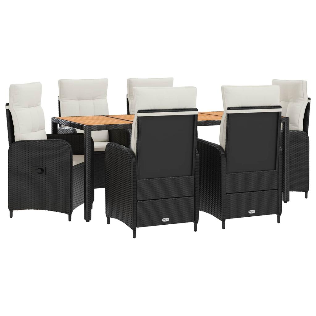 Outdoor Table Set 7 Pieces Black and Cream White