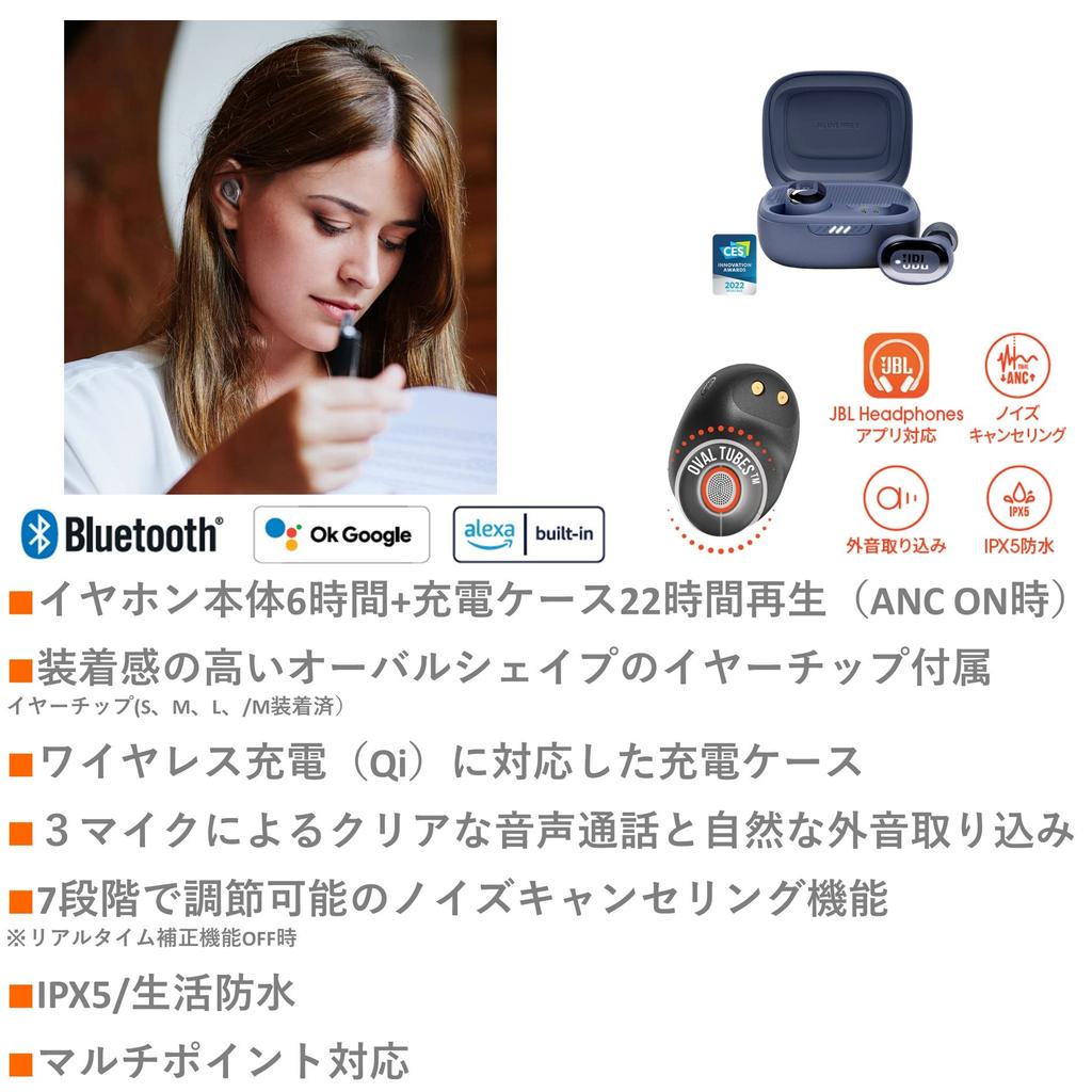 Беспроводные наушники-вкладыши JBL LIVE FREE 2, Bluetooth Multipoint, гибридное шумоподавление, IPX5, беспроводная зарядка, синий, JBLLIVEFREE2TWSBLU