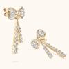 Silvere Glam European And American Light Luxury And High-end Style Bow Moissanite Ear Studs, Silver Ear Rings Long Full-stone Ear Accessories