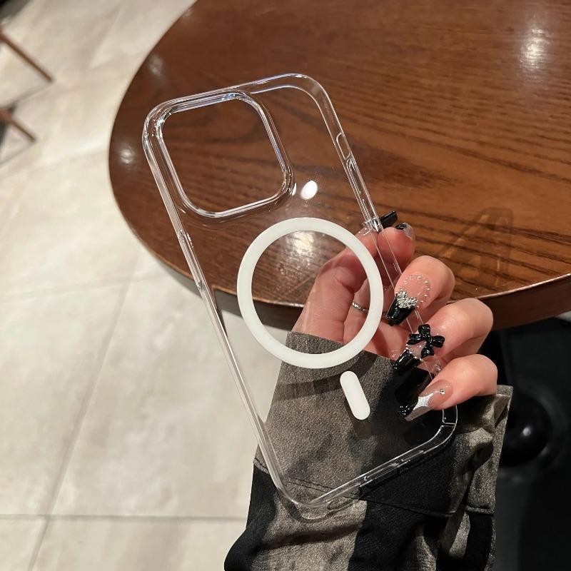 Ультратонкий прозрачный чехол для iPhone 16 12 14 13 15 Pro Max Plus для беспроводной магнитной зарядки Magsafe, прозрачный чехол для ПК